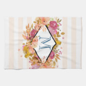 Sinaasappel en roze Floral Bouquet met diamant Lij Theedoek (Horizontaal)