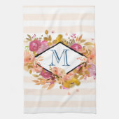 Sinaasappel en roze Floral Bouquet met diamant Lij Theedoek (Verticaal)