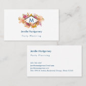 Sinaasappel en roze Floral Bouquet met diamant Lij Visitekaartje (Voorkant / Achterkant)