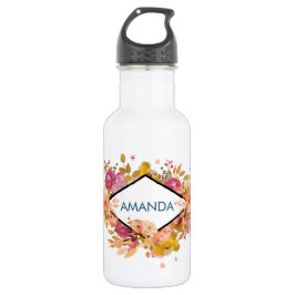 Sinaasappel en roze Floral Bouquet met diamant Lij Waterfles