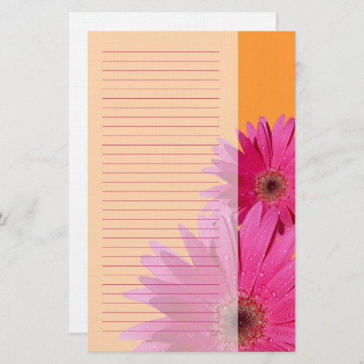 Sinaasappel en Roze Gerbera Daisy Stationery Briefpapier (Voorkant / Achterkant)