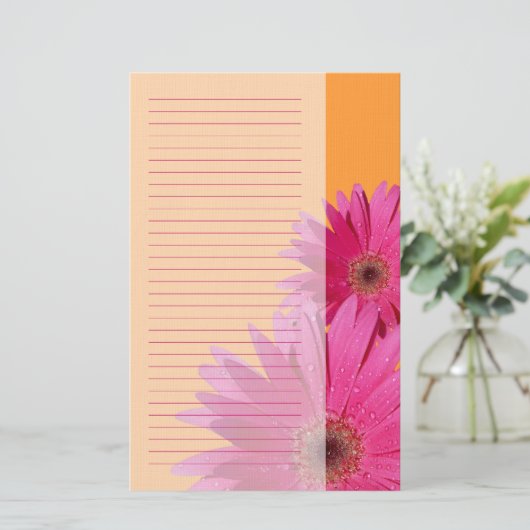 Sinaasappel en Roze Gerbera Daisy Stationery Briefpapier (Staand voorkant)