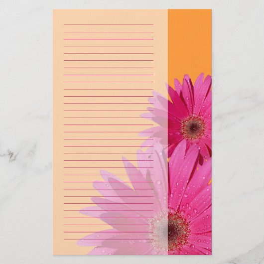 Sinaasappel en Roze Gerbera Daisy Stationery Briefpapier (Voorkant)