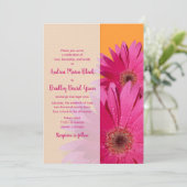 Sinaasappel en roze Gerbera Daisy Wedding Invitati Kaart (Staand voorkant)