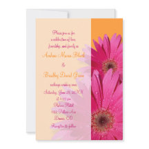 Sinaasappel en roze Gerbera Daisy Wedding Invitati