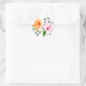 Sinaasappel en Roze Hibiscus Tropische Bloemen Ronde Sticker (Tas)