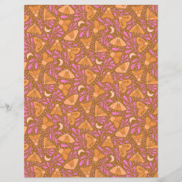Sinaasappel en Roze Moth Scrapbook Papier
