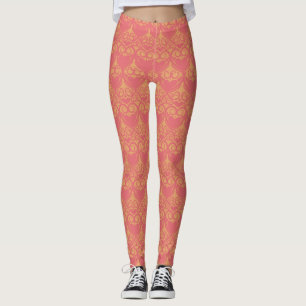 Sinaasappel en Roze Patroon Leggings