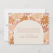 Sinaasappel en Roze Retro Bloemen Groovy Baby Flat Bedankkaart (Achterkant)