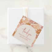 Sinaasappel en Roze Retro Floral Groovy Baby showe Bedankjes Labels (In situ)