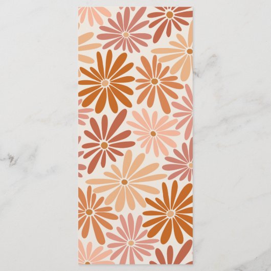 Sinaasappel en Roze Retro Floral Groovy Baby showe Menu (Achterkant)