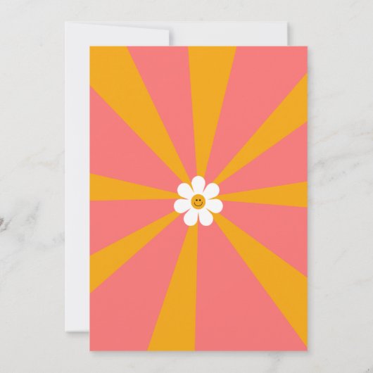 Sinaasappel en roze roovy Retro Baby shower Save The Date (Achterkant)