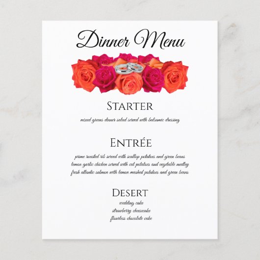 Sinaasappel en Roze-Rozen-Bruiloft Drink- Diner Me (Voorkant)