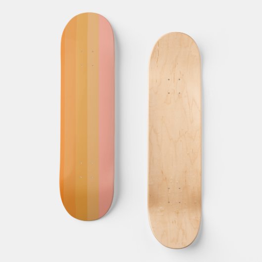 Sinaasappel en Roze Stripe Gradient Skateboard (Voorkant)
