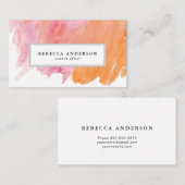 Sinaasappel en Roze Waterverf Abstract Visitekaartje (Voorkant / Achterkant)