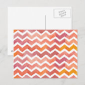 Sinaasappel en roze Waterverf Chevron Achtergrond Briefkaart (Voorkant / Achterkant)