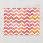 Sinaasappel en roze Waterverf Chevron Achtergrond Briefkaart (Voorkant)