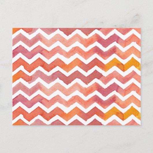 Sinaasappel en roze Waterverf Chevron Achtergrond Briefkaart (Voorkant)