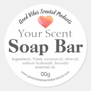 Sinaasappel en roze Waterverf hart zeep bar labels