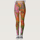 Sinaasappel en Roze Zomerbloemen Legging (Voorkant)