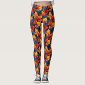 Sinaasappel en Russet herfstbladeren Leggings (Voorkant)