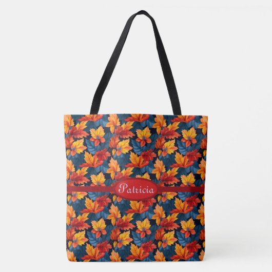 Sinaasappel en Russet herfstbladeren Tote Bag (Voorkant)