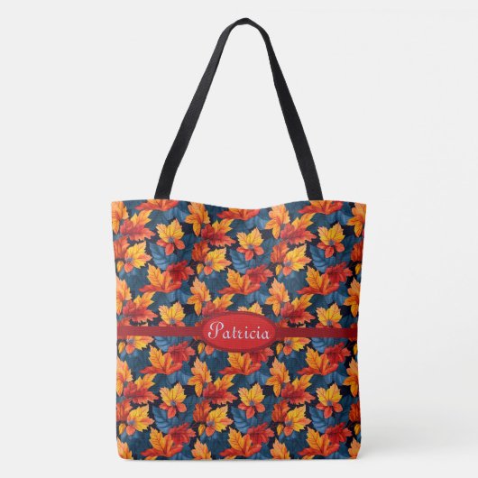 Sinaasappel en Russet herfstbladeren Tote Bag (Achterkant)