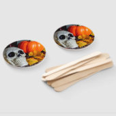 Sinaasappel en schedel handwaaier (Niet-gemonteerd)