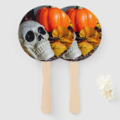 Sinaasappel en schedel handwaaier (Voorkant en achterkant)