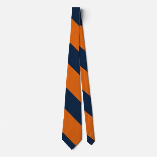 Sinaasappel en Shy Blue Broad University Stripe Stropdas (Voorkant)