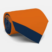 Sinaasappel en Shy Blue Broad University Stripe Stropdas (Opgerold)