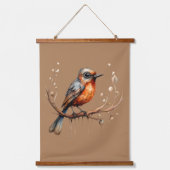 Sinaasappel en Tan Abstract Robin Paar Hangend Wandkleed (Voorkant)