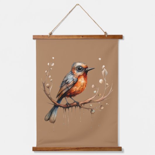 Sinaasappel en Tan Abstract Robin Paar Hangend Wandkleed (Voorkant)