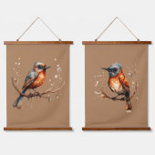 Sinaasappel en Tan Abstract Robin Paar Hangend Wandkleed (Dubbel)