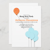 Sinaasappel en turkoois blauwe ballonnen afscheids kaart (Voorkant / Achterkant)