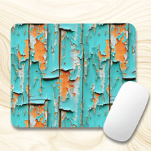 Sinaasappel en turquoise blauw verweerd hout
