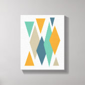 Sinaasappel en Turquoise Blue Diamonds Mid-century Canvas Afdruk (Voorkant)