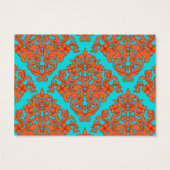 Sinaasappel en Turquoise Damask Visitekaartjes (Achterkant)