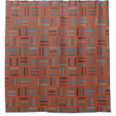 Sinaasappel en turquoise geometrisch douchegordijn (Voorkant)