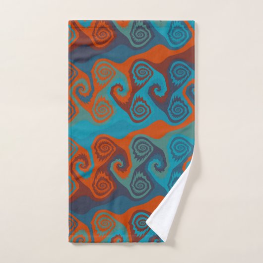 Sinaasappel en Turquoise Swirl abstract Bad Handdoek (Handdoek)