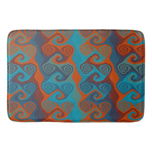 Sinaasappel en Turquoise Swirl abstract Badmat (Voorkant)