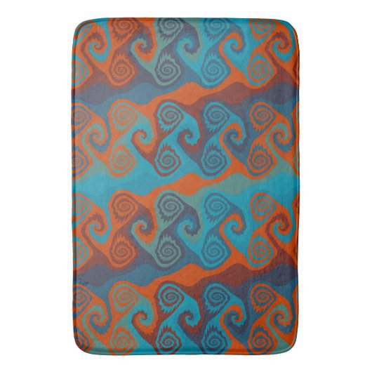 Sinaasappel en Turquoise Swirl abstract Badmat (Voorkant Verticaal)