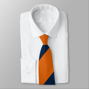 Sinaasappel en verlegen blauw brede regimentsstree stropdas