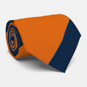 Sinaasappel en verlegen blauw brede regimentsstree stropdas (Opgerold)