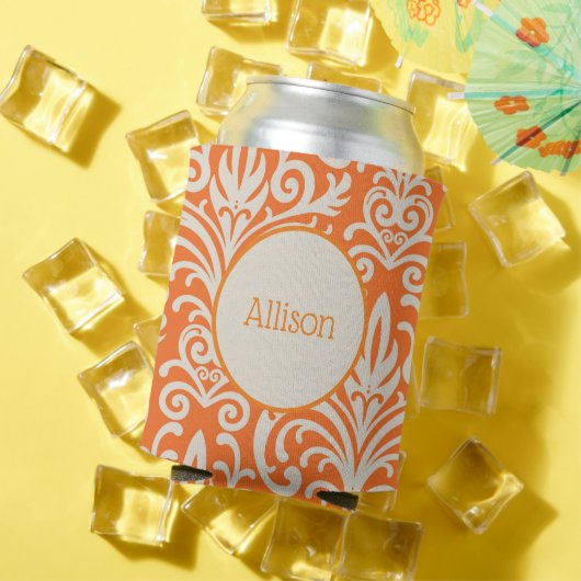  Sinaasappel en White Damask gepersonaliseerd Blikjeskoeler (Insitu Zomer)