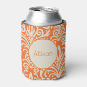  Sinaasappel en White Damask gepersonaliseerd Blikjeskoeler (Blikje Voorkant)