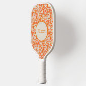  Sinaasappel en White Damask gepersonaliseerd Pickleball Paddle (Links)