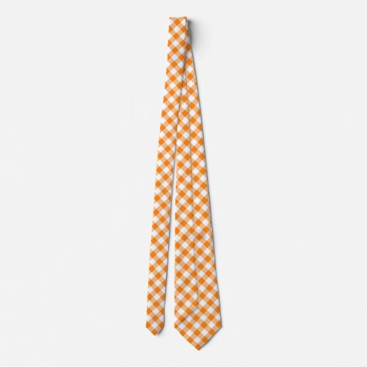 Sinaasappel en White Gingham Necktie Stropdas (Achterkant)