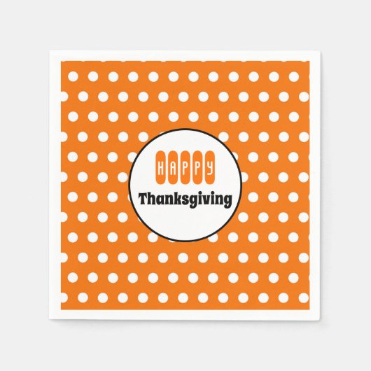 Sinaasappel en White Polka Dot Thanksgiving Napkin Servet (Voorkant)