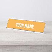 Sinaasappel en wit bureau naambordje (Voorkant)